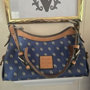 Dooney & Bourke Navy and Tan Shoulder Bag